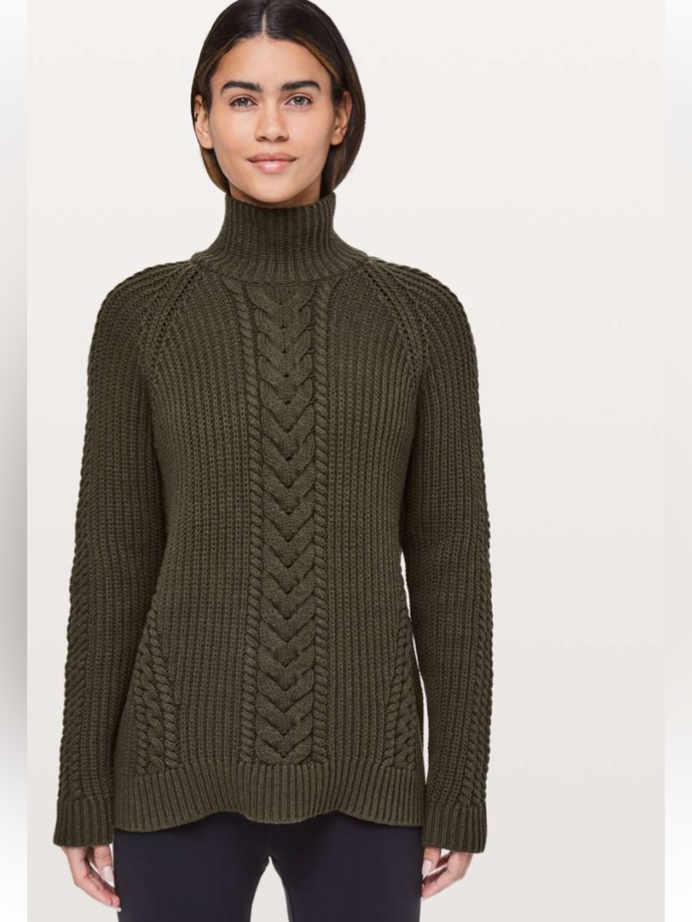 Lululemon Black Bring The Cozy Knitted Turtleneck Sweater 8 Chunky Athleisure
